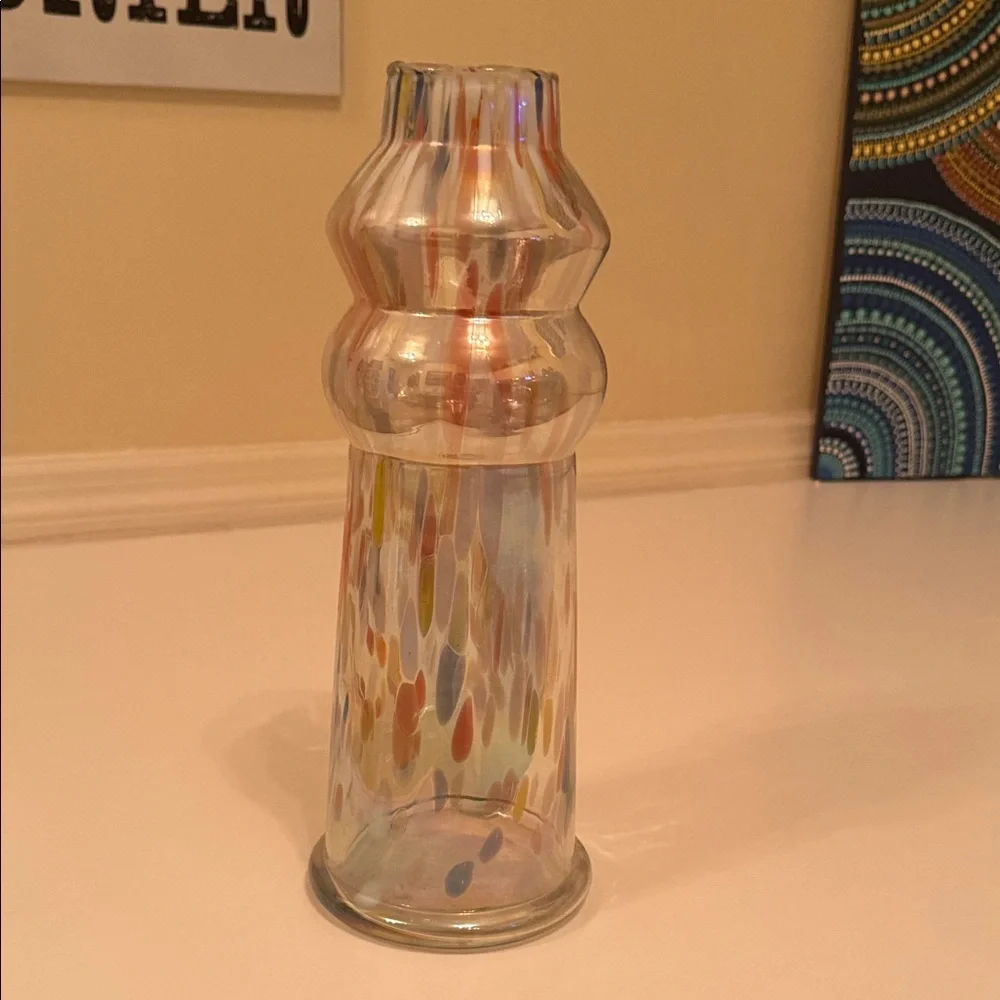 12 Inch Iridescent Glass Vase